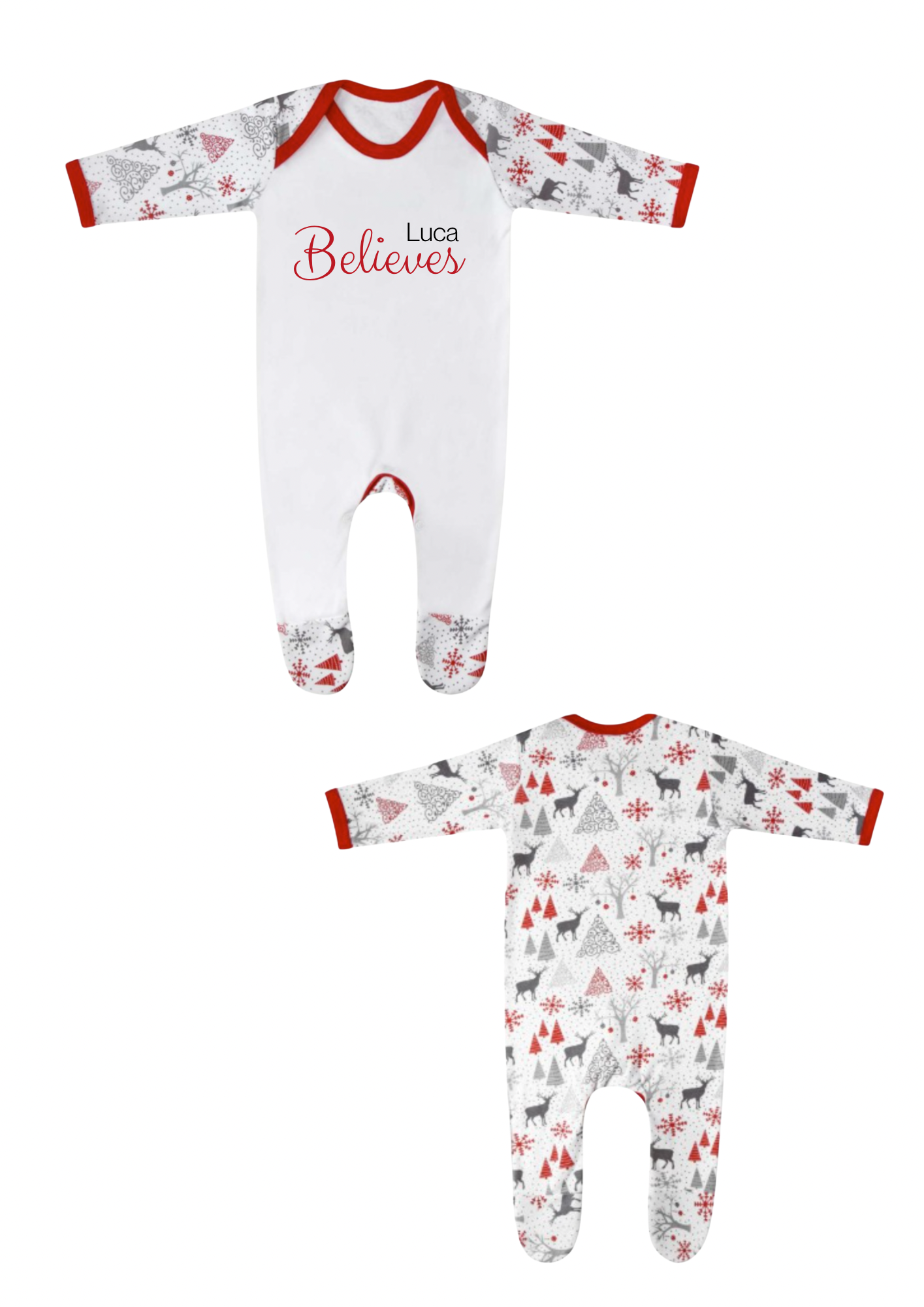 Family Believes Collection - BABY Romper-suit Reindeer Family Matching PJ’s