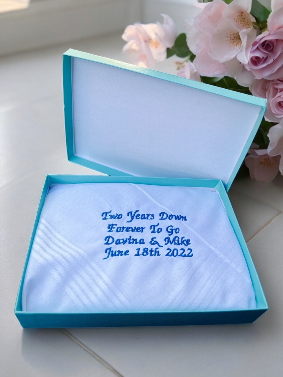 Personalised Handkerchief | Embroidered Handkerchief | Wedding Handkerchief | Anniversary Gift | Special Occasion | Hanky | Keepsake