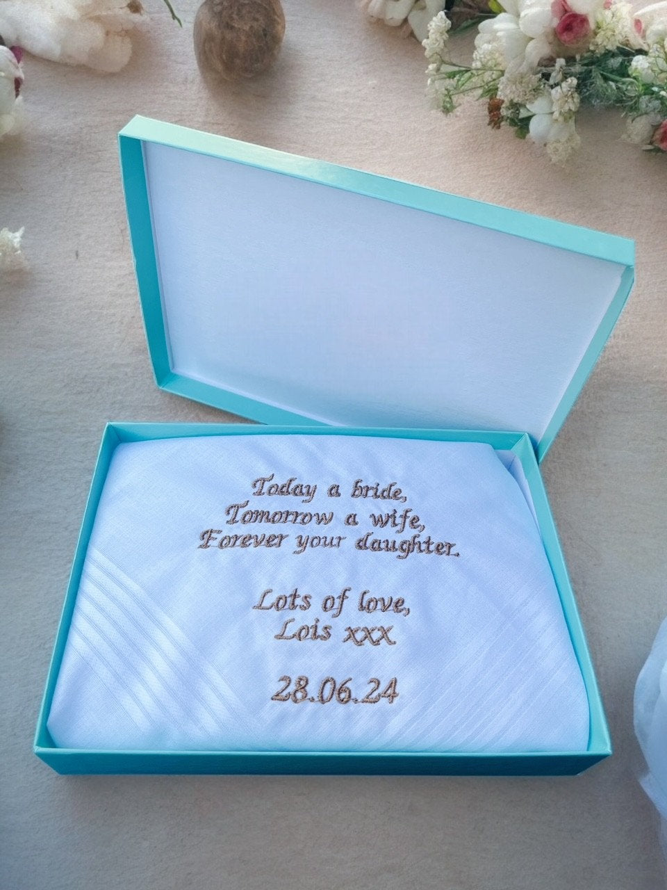 Personalised Handkerchief | Embroidered Handkerchief | Wedding Handkerchief | Anniversary Gift | Special Occasion | Hanky | Keepsake
