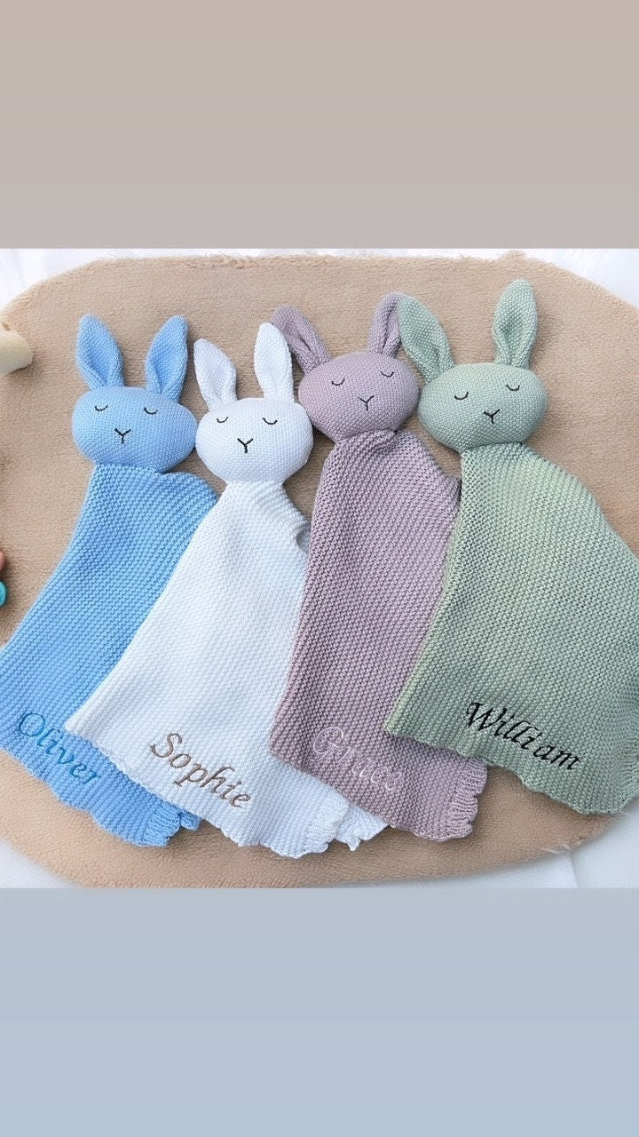 Baby Comforter | Personalised Knitted Bunny | Baby Shower Gift | Baby Gift | Christmas Gift | Baby Comforter with name |