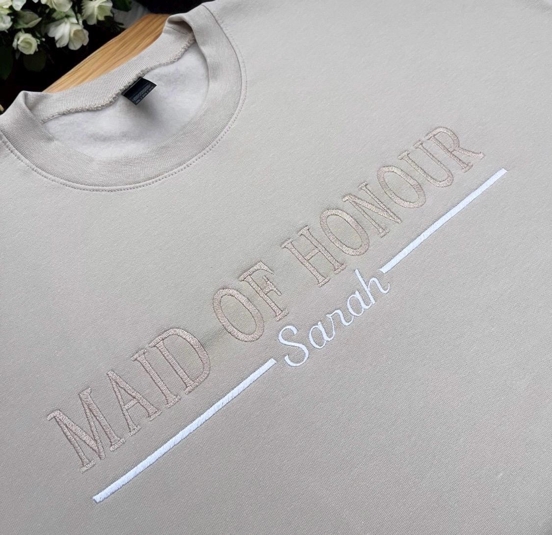 Maid of Honour Jumper | Bride | Bridesmaid | Bridal Party Gift | Hen Party | Wedding Gift | Bridal Sweater | Personalised Wedding Jumper