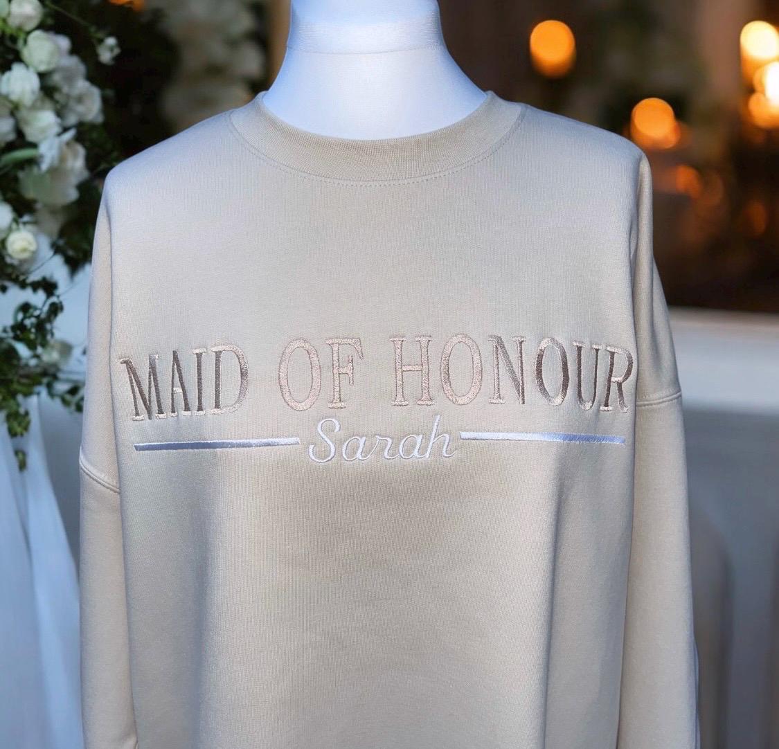 Maid of Honour Jumper | Bride | Bridesmaid | Bridal Party Gift | Hen Party | Wedding Gift | Bridal Sweater | Personalised Wedding Jumper