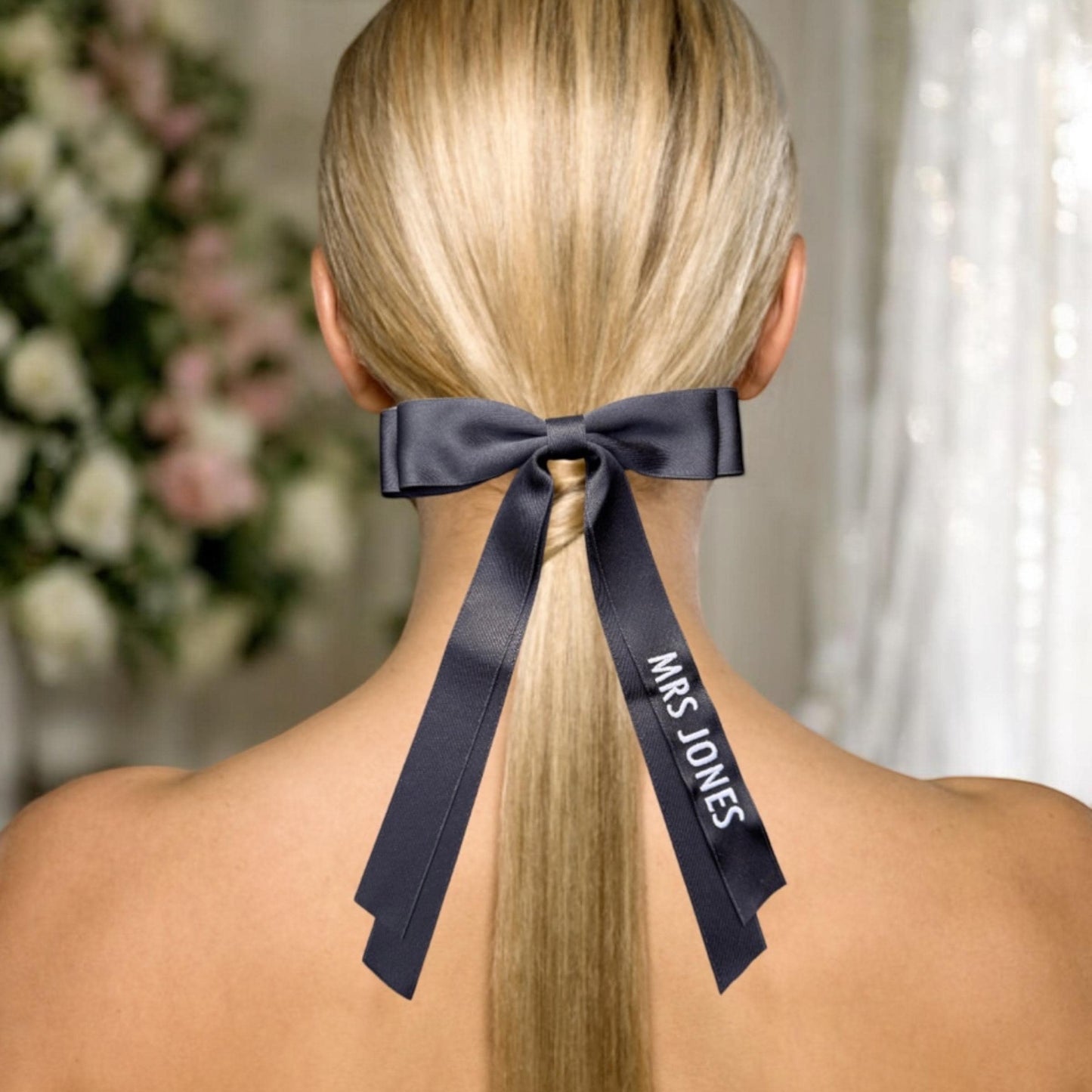 Personalised Bridal Bow | Embroidered Hair Bow | Wedding Bow | Wedding Gift | Custom Bow | Bride Hair Bow | Keepsake