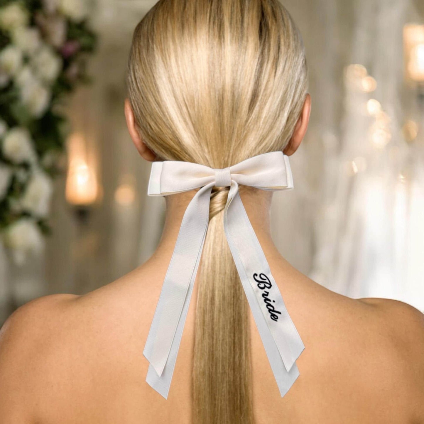 Personalised Bridal Bow | Embroidered Hair Bow | Wedding Bow | Wedding Gift | Custom Bow | Bride Hair Bow | Keepsake
