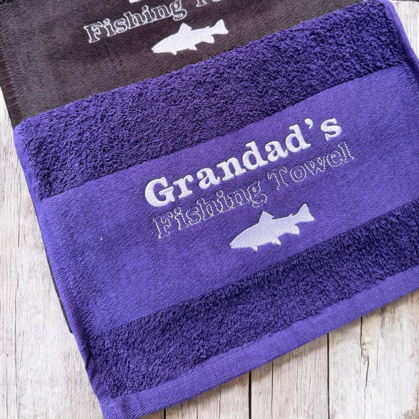 Personalised Fishing Towel | Embroidered Towel | Fishing Towel | Personalised Gift For Dad | Special Gift | Towel | Keepsake