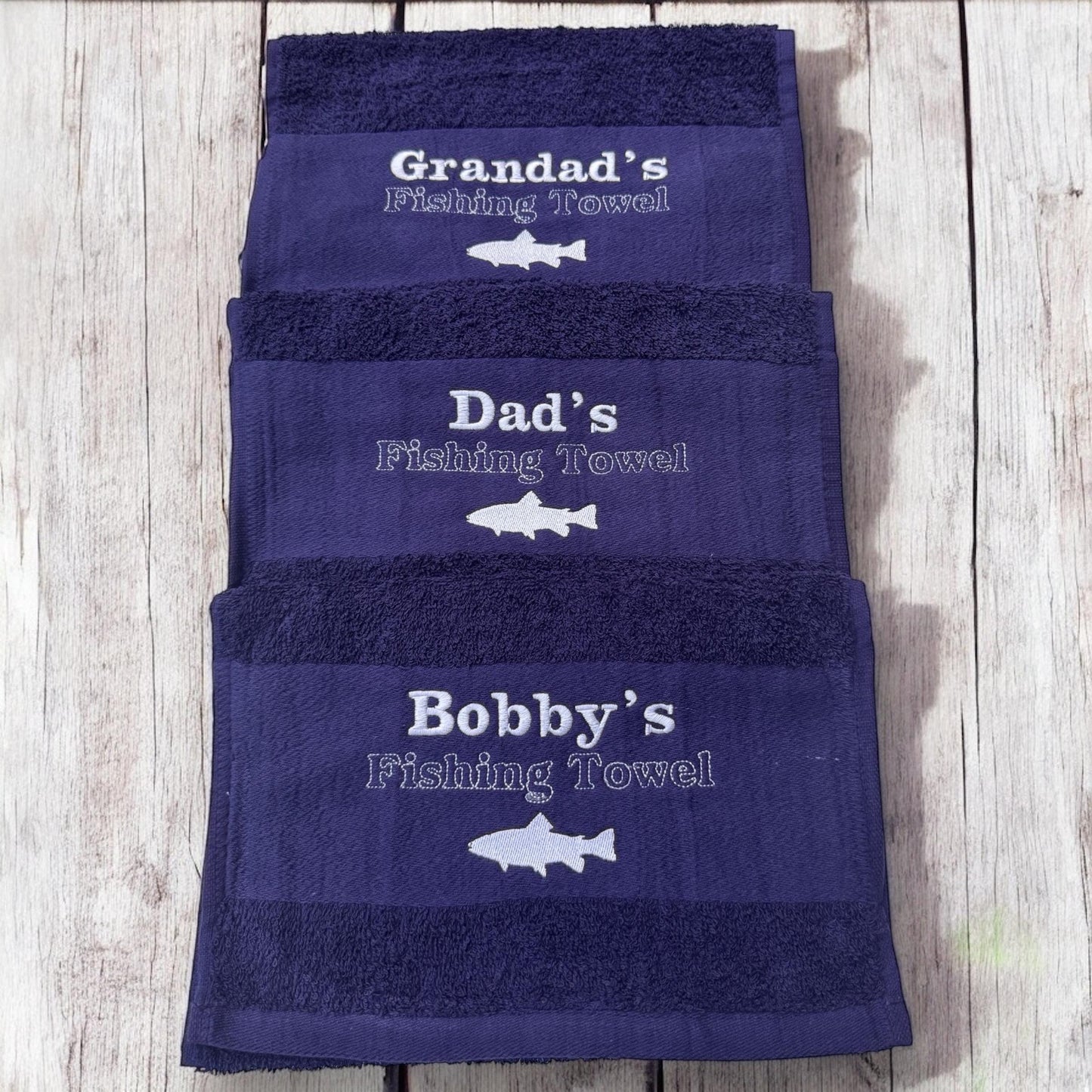 Personalised Fishing Towel | Embroidered Towel | Fishing Towel | Personalised Gift For Dad | Special Gift | Towel | Keepsake