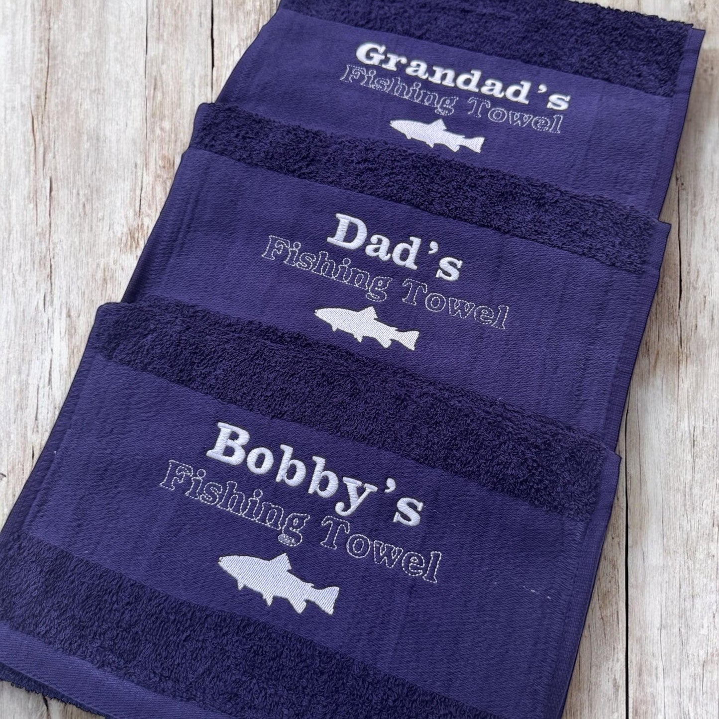 Personalised Fishing Towel | Embroidered Towel | Fishing Towel | Personalised Gift For Dad | Special Gift | Towel | Keepsake