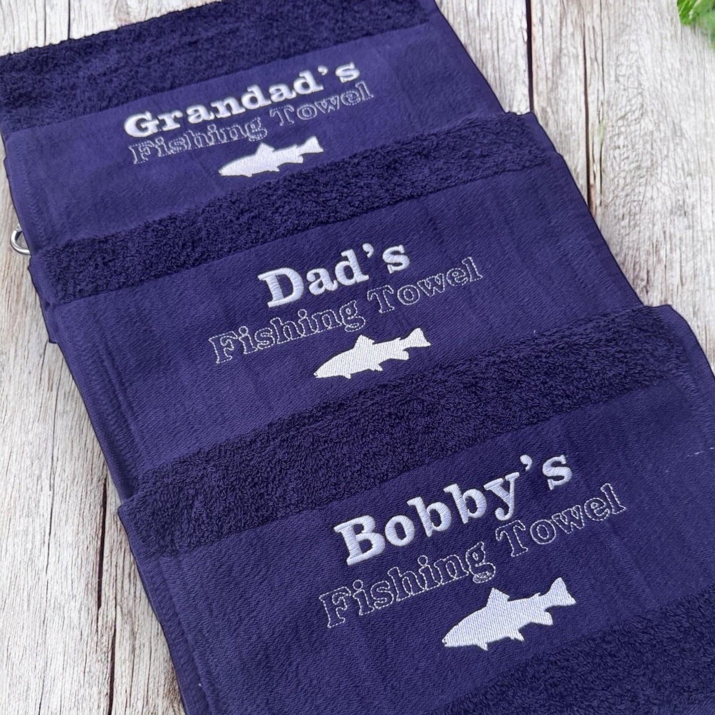 Personalised Fishing Towel | Embroidered Towel | Fishing Towel | Personalised Gift For Dad | Special Gift | Towel | Keepsake