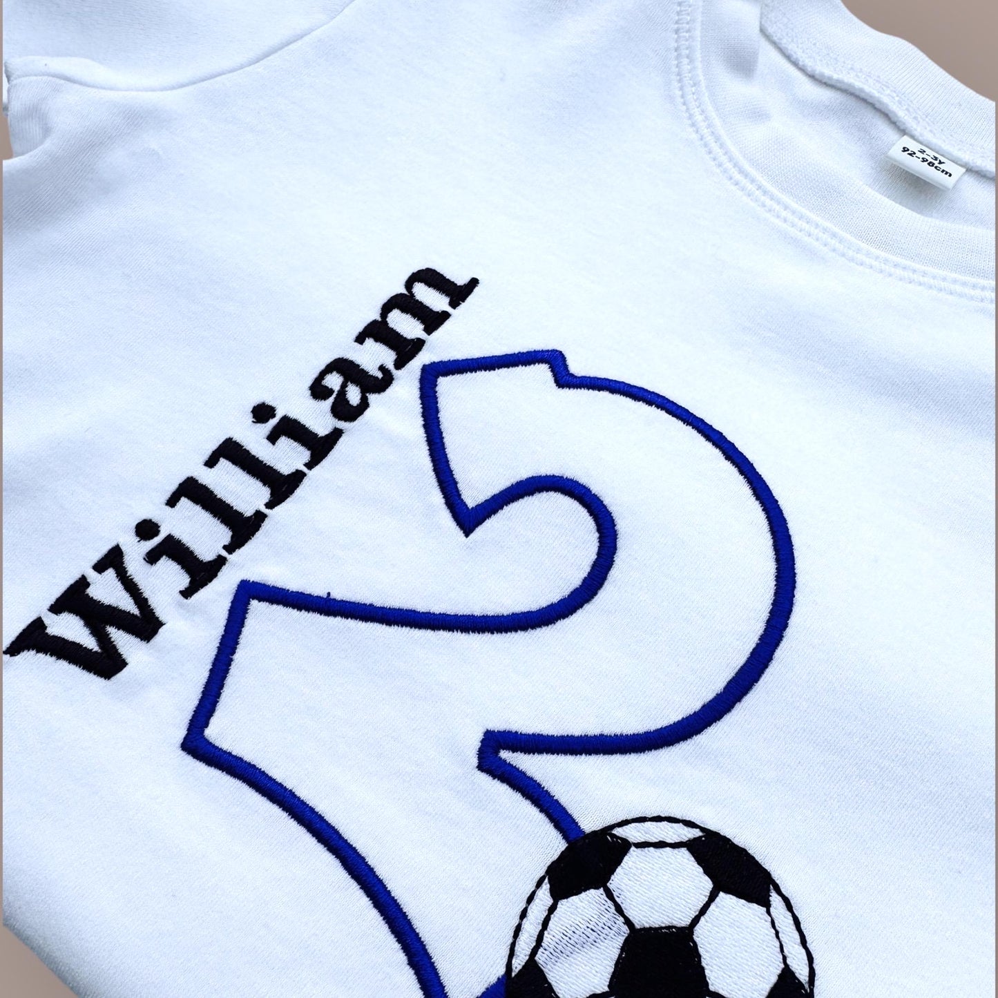 Football Birthday T-Shirt | Embroidered Name & Age | Personalised Football T-Shirt | Birthday Gift |