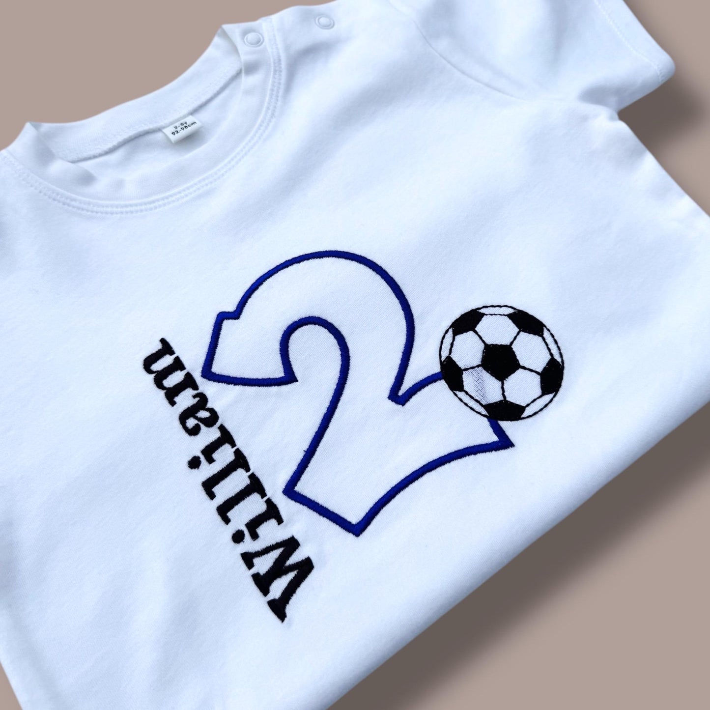 Football Birthday T-Shirt | Embroidered Name & Age | Personalised Football T-Shirt | Birthday Gift |