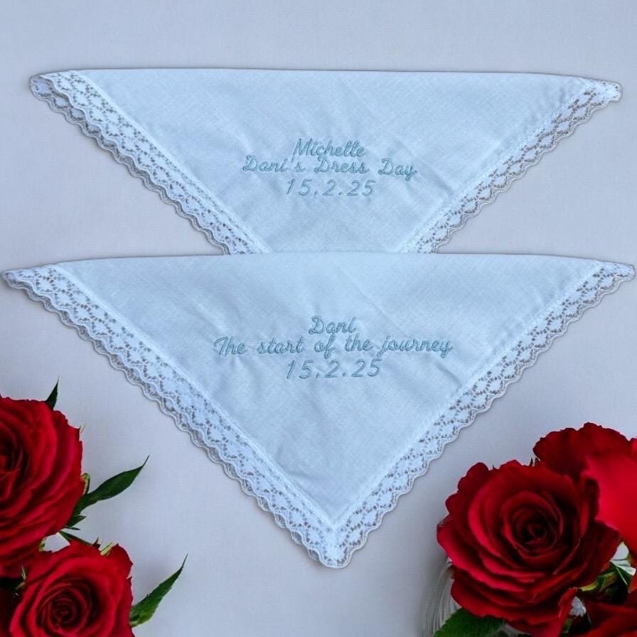 Personalised Ladies Handkerchief | Embroidered Handkerchief | Lace Handkerchief | Anniversary Gift | Special Occasion | Keepsake
