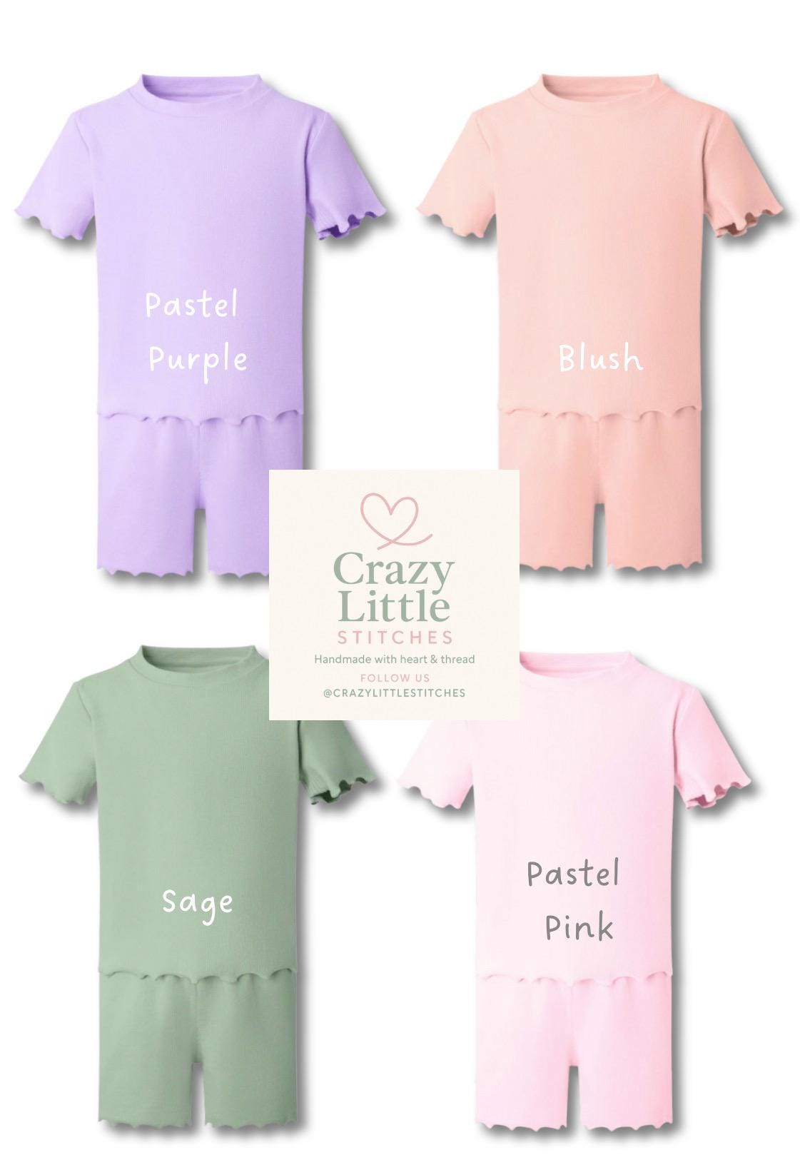 Personalised Short Summer Set | Scalloped Edge Girls Outfit | Name Clothing | Sibling Clothing | Personalised Outfit