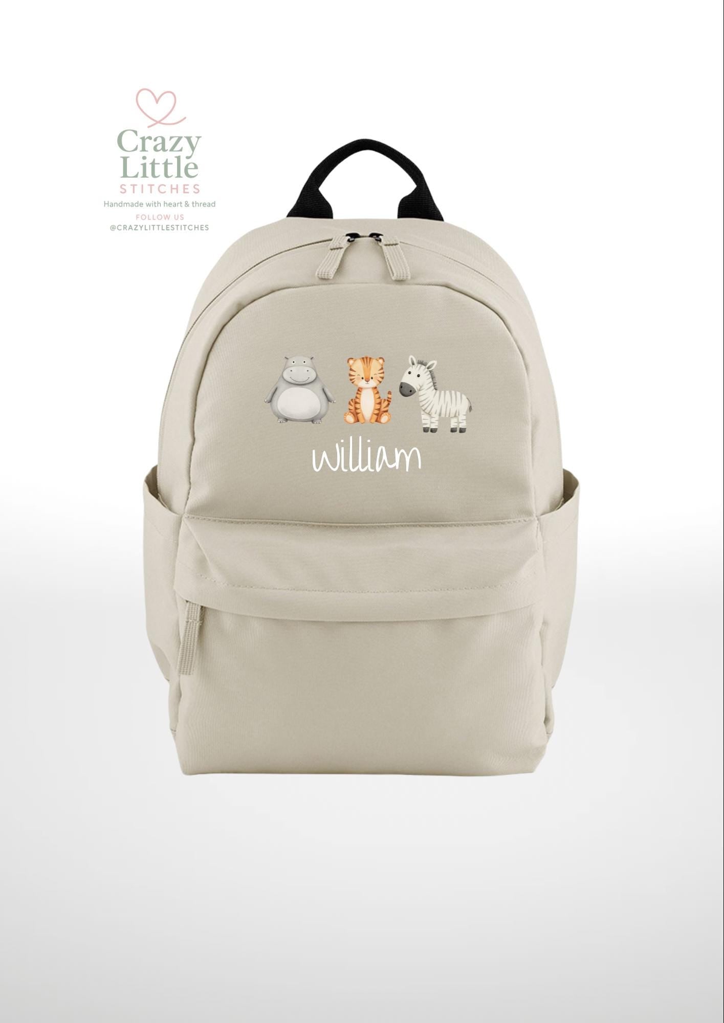 Children's Backpack | Personalised Safari Animal Backpack | Children's Bag | Infant Bag | Kids Bag | Toddler Bag| Cabin Bag | School Bag |