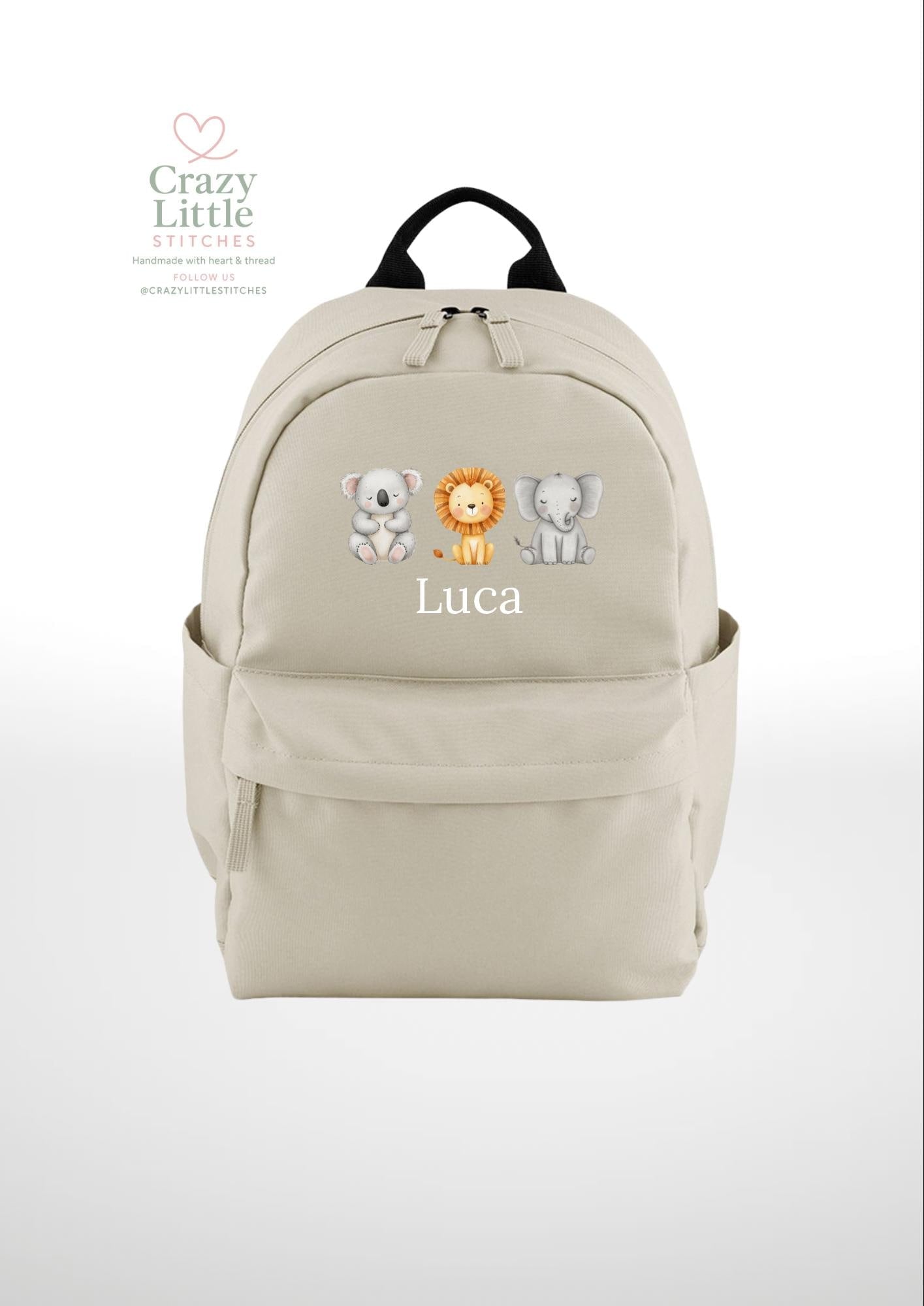 Children's Backpack | Personalised Safari Animal Backpack | Children's Bag | Infant Bag | Kids Bag | Toddler Bag| Cabin Bag | School Bag |