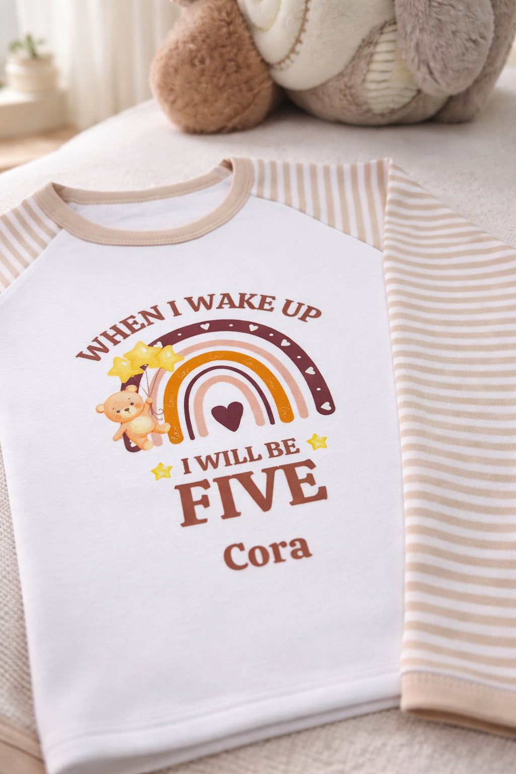 Personalised Rainbow Teddy Birthday PJs