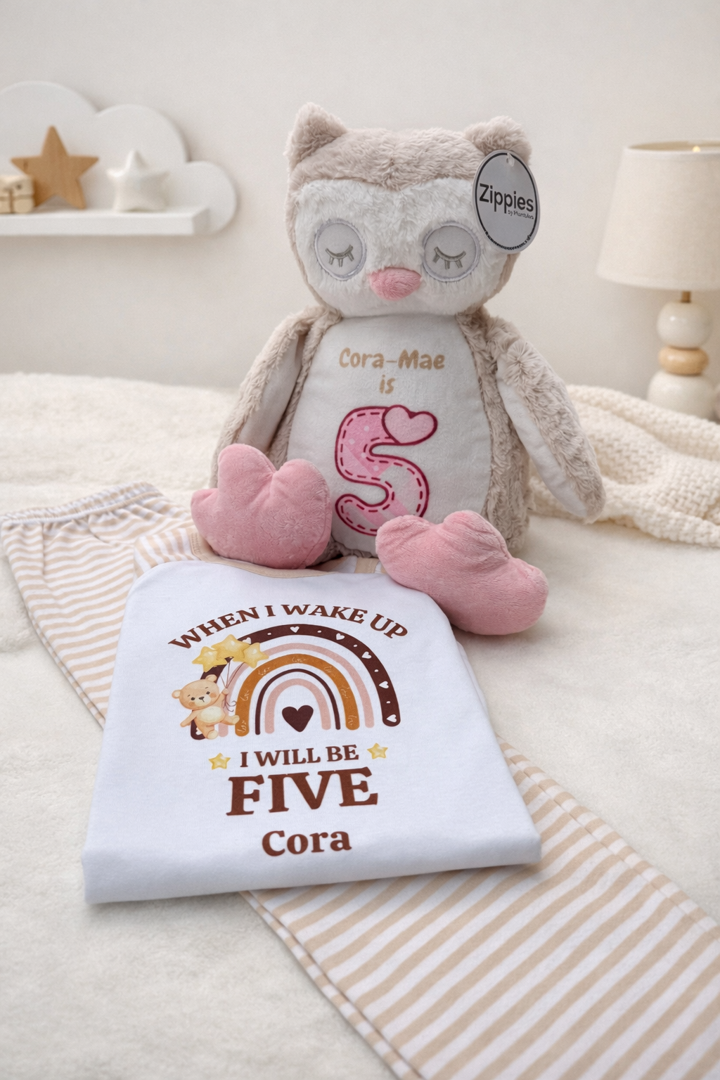 Personalised Rainbow Teddy Birthday PJs