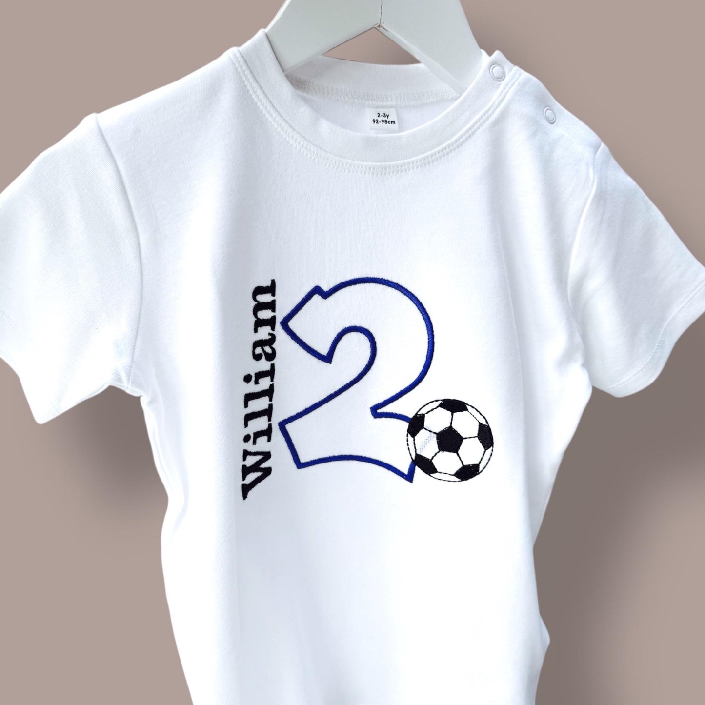 Football Birthday T-Shirt | Embroidered Name & Age | Personalised Football T-Shirt | Birthday Gift |