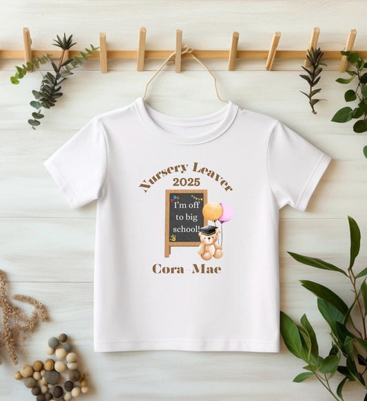 Personalised Nursery Leaver T-Shirt, Personalised Last Day Of School Tee, Big School Starter, Graduation T-Shirt