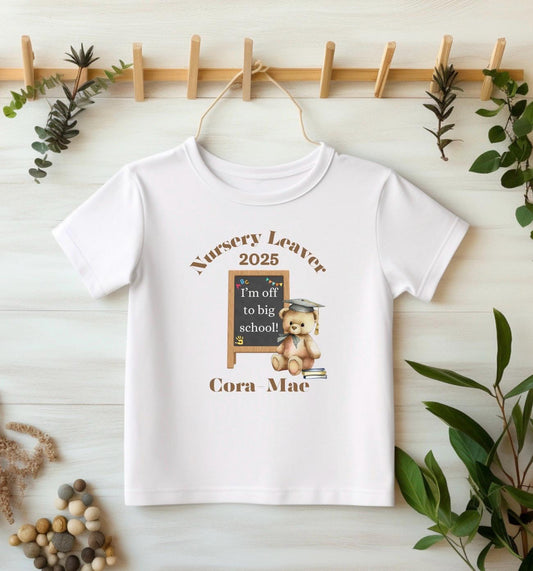 Personalised Nursery Leaver T-Shirt, Personalised Last Day Of School Tee, Big School Starter, Graduation T-Shirt