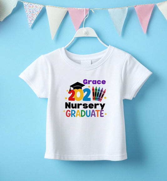 Personalised Nursery Leaver T-Shirt, Personalised Last Day Of School Tee, Big School Starter, Graduation T-Shirt