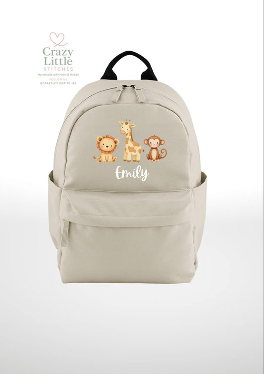 Children's Backpack | Personalised Safari Animal Backpack | Children's Bag | Infant Bag | Kids Bag | Toddler Bag| Cabin Bag | School Bag |