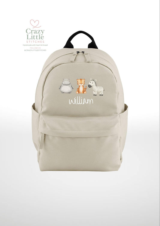 Children's Backpack | Personalised Safari Animal Backpack | Children's Bag | Infant Bag | Kids Bag | Toddler Bag| Cabin Bag | School Bag |