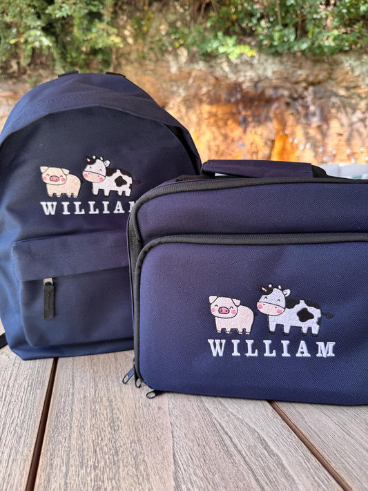 Children's Backpack & Lunch Bag | Personalised Farm Animal Backpack | Children's Bag | Infant Bag | Kids Bag | Toddler Bag | School Lunchbag