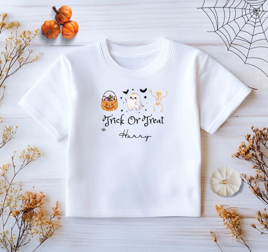 Personalised Trick Or Treat T-Shirt, Halloween Tee, Personalised Halloween T-Shirt, Halloween Outfit