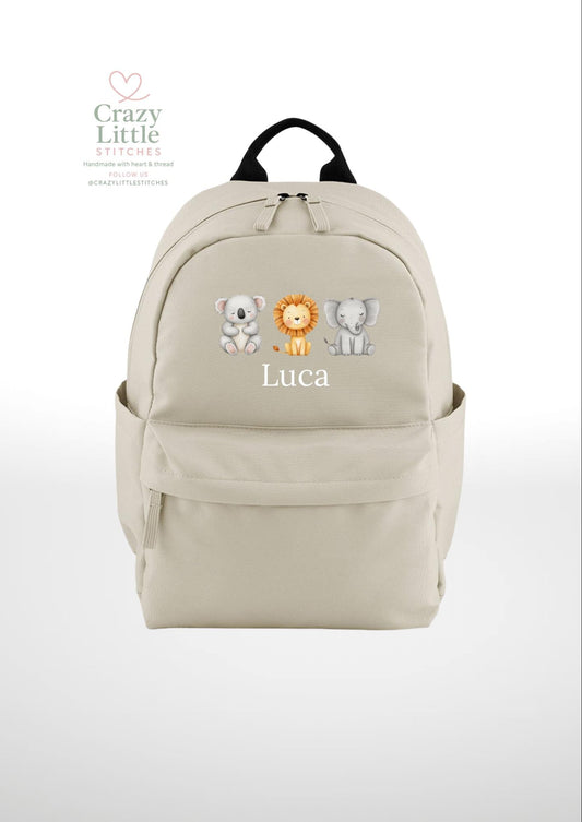 Children's Backpack | Personalised Safari Animal Backpack | Children's Bag | Infant Bag | Kids Bag | Toddler Bag| Cabin Bag | School Bag |