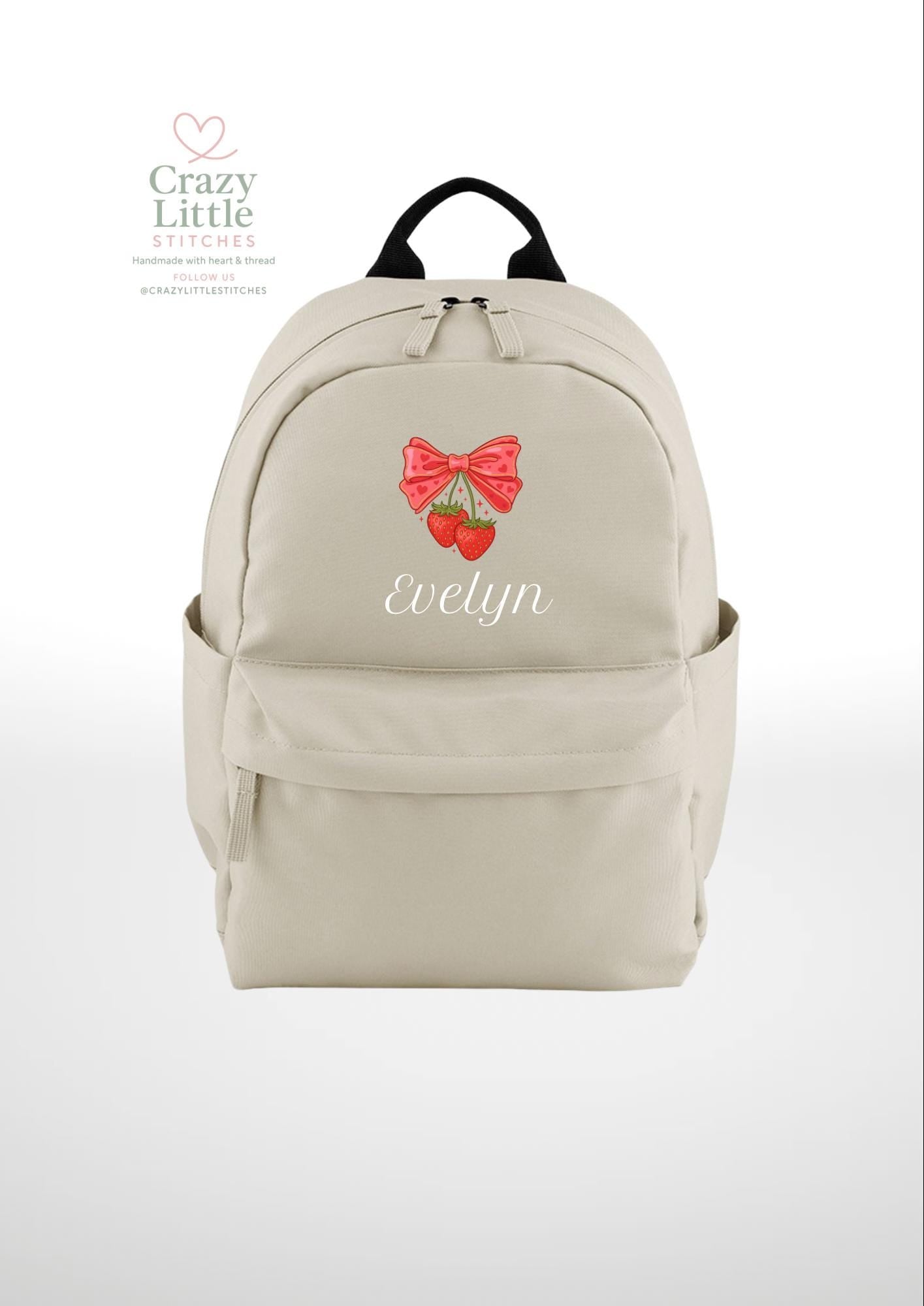 Children's Backpack | Personalised Strawberry Backpack | Children's Bag | Infant Bag | Kids Bag | Toddler Bag| Cabin Bag |