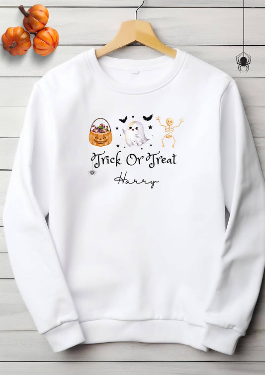 Personalised Trick Or Treat Jumper, Halloween Jumper, Personalised Halloween Jumper, Halloween Outfit