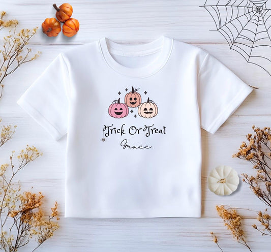 Personalised Trick Or Treat T-Shirt, Halloween Tee, Personalised Halloween T-Shirt, Halloween Outfit