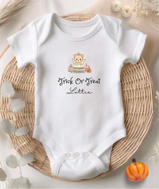 Personalised Halloween Baby Bodysuit: Trick Or Treat Bear